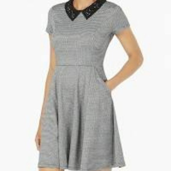 Maison Jules Embellished-Collar Houndstooth Dress - Picture 1 of 8